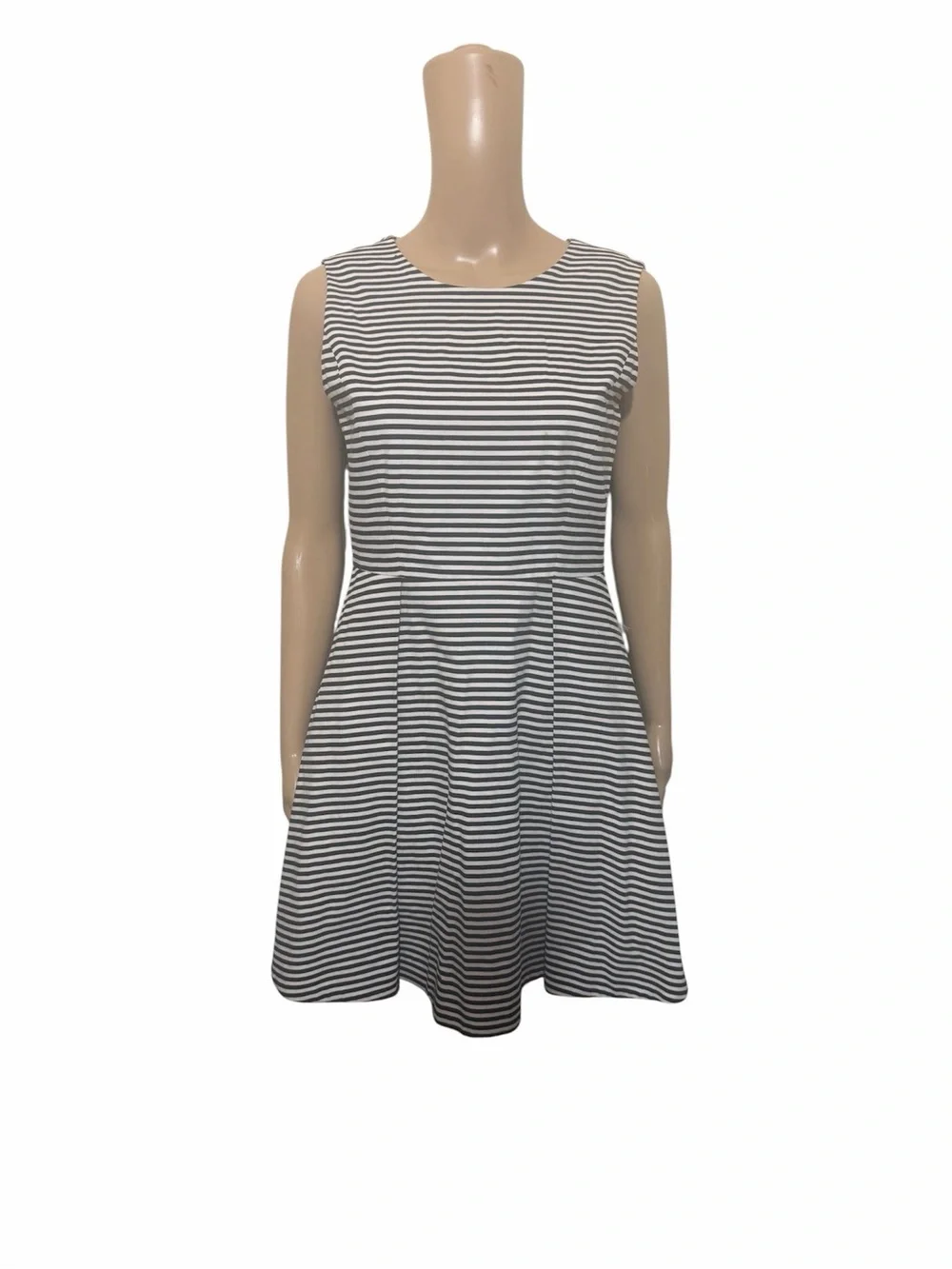 Kate Spade Black White Striped Fit & Flare Skater Dress Sleeveless Chic